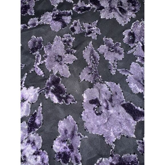 Oleg Cassini Beaded Mini Dress 10 Petite 90s Y2K Velvet Floral Purple Black NWT‎ - Picture 7 of 9
